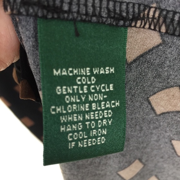 LRL Black Dress Brown Diamond Print Faux Wrap 8 - Picture 8 of 8